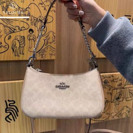 Elegant Monogram Shoulder Bag – Milk Tea Classic Crossbody Bag