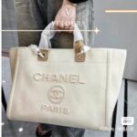 Pearl Logo Canvas Beach Tote Bag – Luxury Summer Shoulder Bag - Image 3