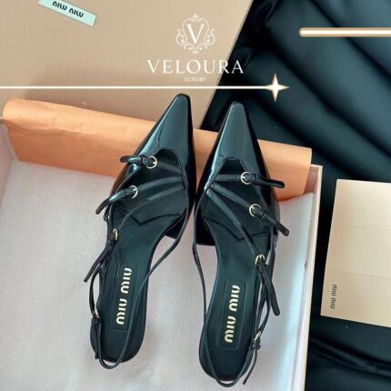 Patent Leather Heeled Sandals صندل كعب جلد