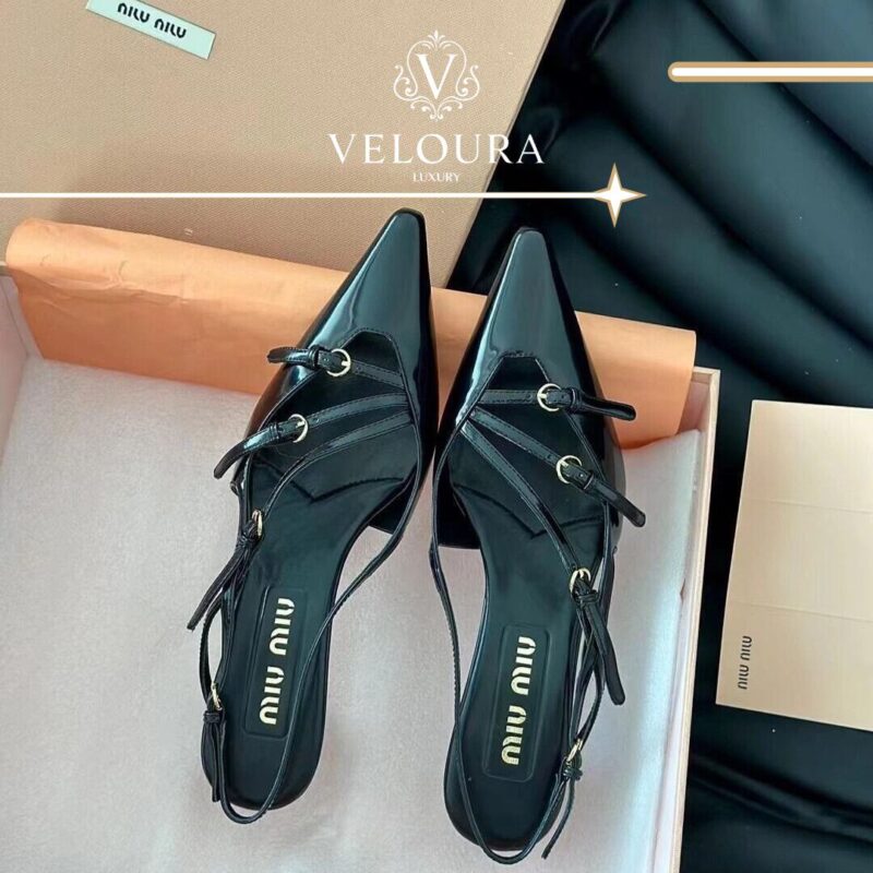 Patent Leather Heeled Sandals صندل كعب جلد
