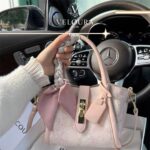 Embroidered Bucket Bag – Elegant Women Luxury Handbag with Silk Scarf Detail - Image 2