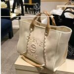Pearl Logo Canvas Beach Tote Bag – Luxury Summer Shoulder Bag - Image 7