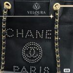 Pearl Logo Canvas Beach Tote Bag – Luxury Summer Shoulder Bag - Image 5